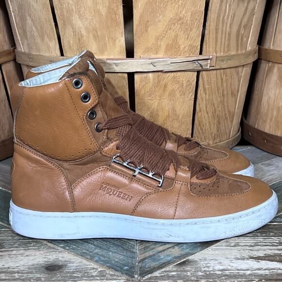 Puma X Alexander McQueen Joust Mid IV Tan Leather Made in Italy Sneakers Mens 9 - Picture 1 of 16